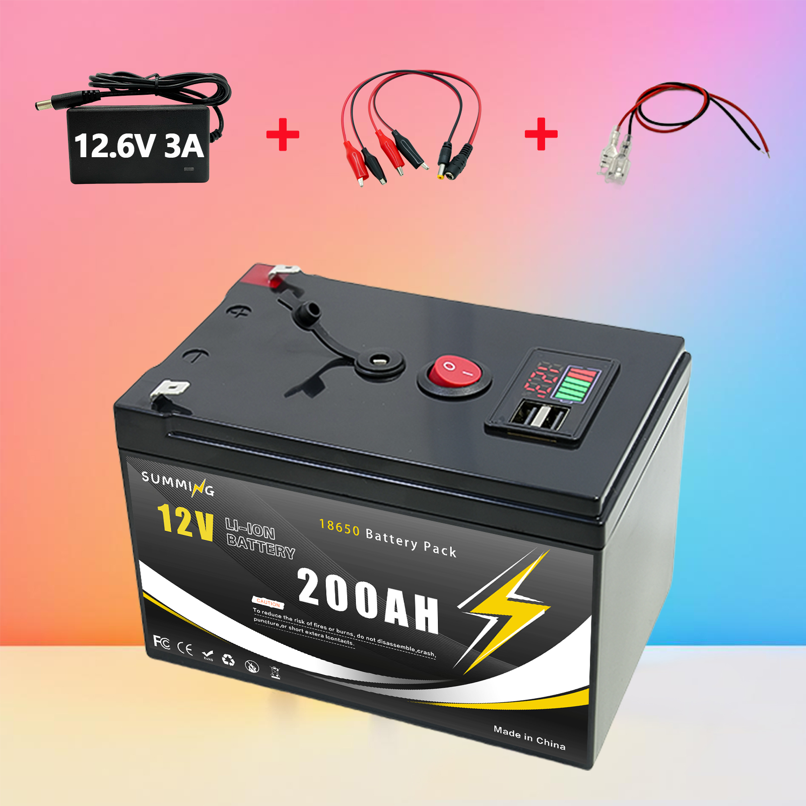 Fish Finder Charger - 12V 200Ah Lithium LiFeP04 Battery for