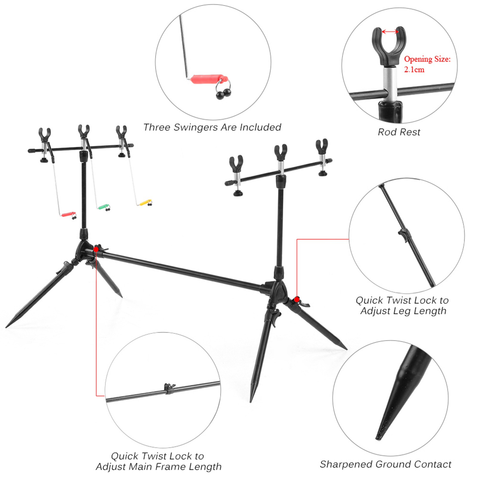 Lixada 3-in-1 Fishing Rod Pod  - Bite Indicator avis et prix