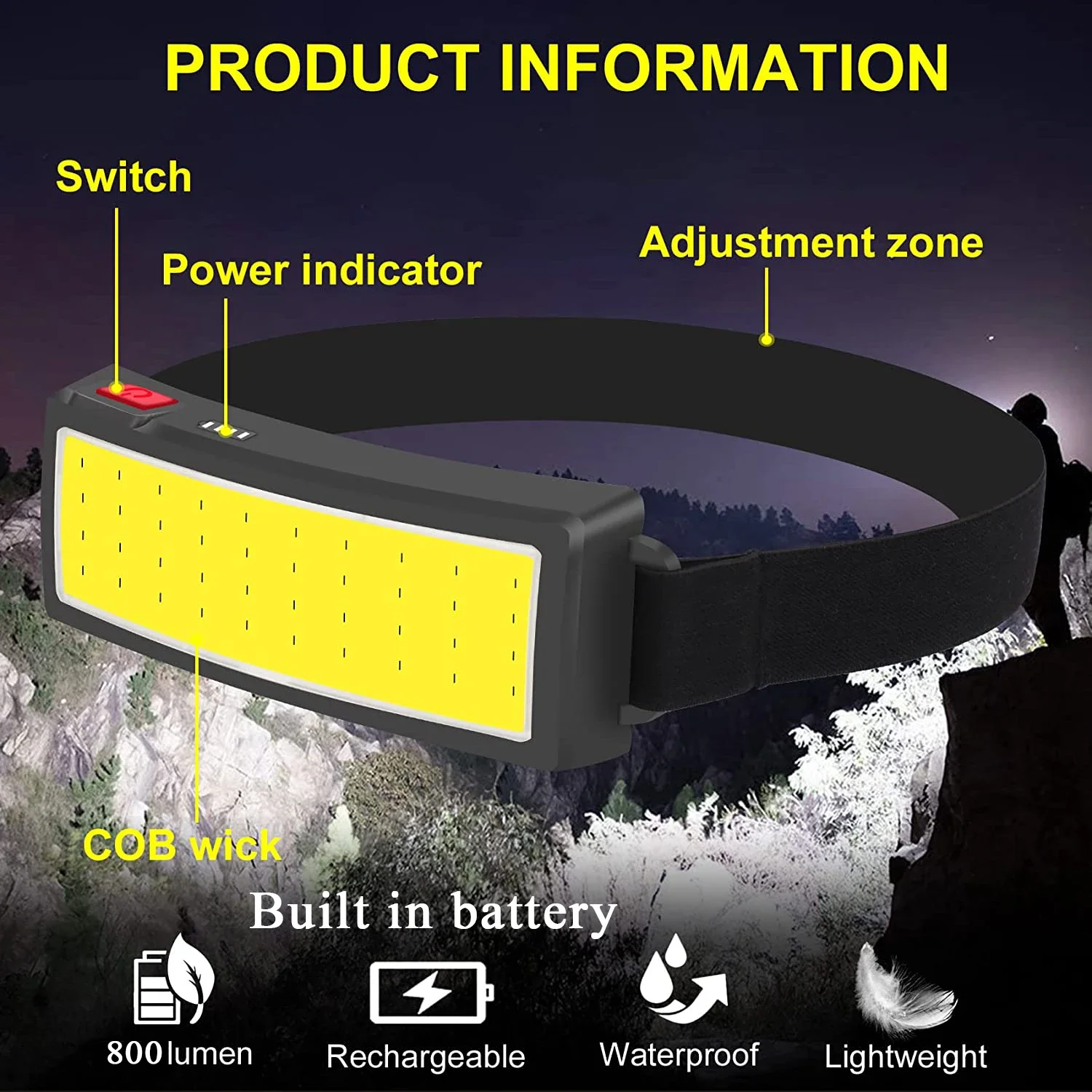 COB Portable LED Headlights Ou - Fish Finder Battery avis et prix