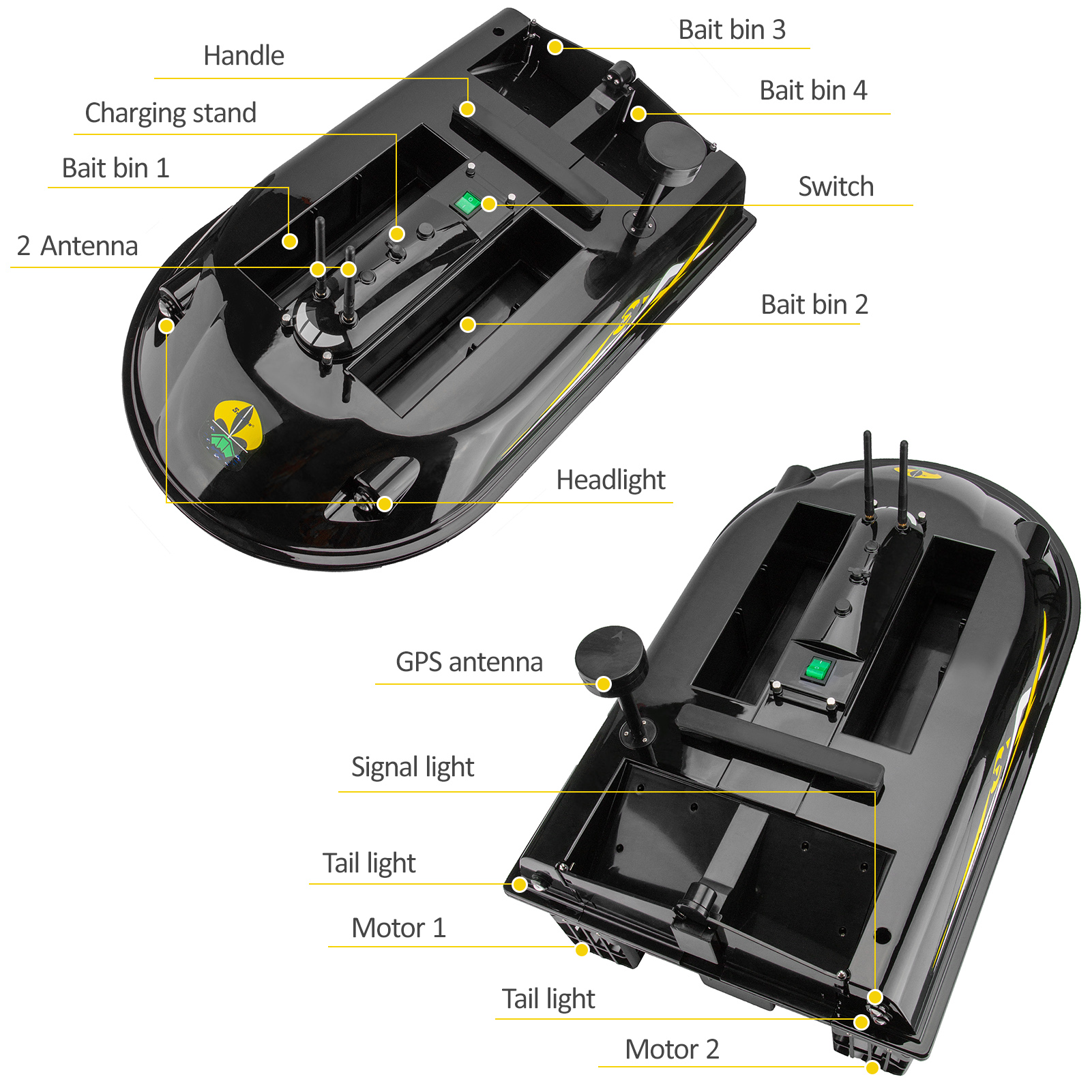 GPS RC Fish Bait Boat 8kg Load - Fishing Gps avis et prix